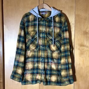 Urban Outfitters plaid shacket with hood, size large